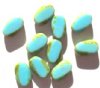 10 13x9mm Oval Opaque Turquoise (Angled Slice) with Speckled Edge